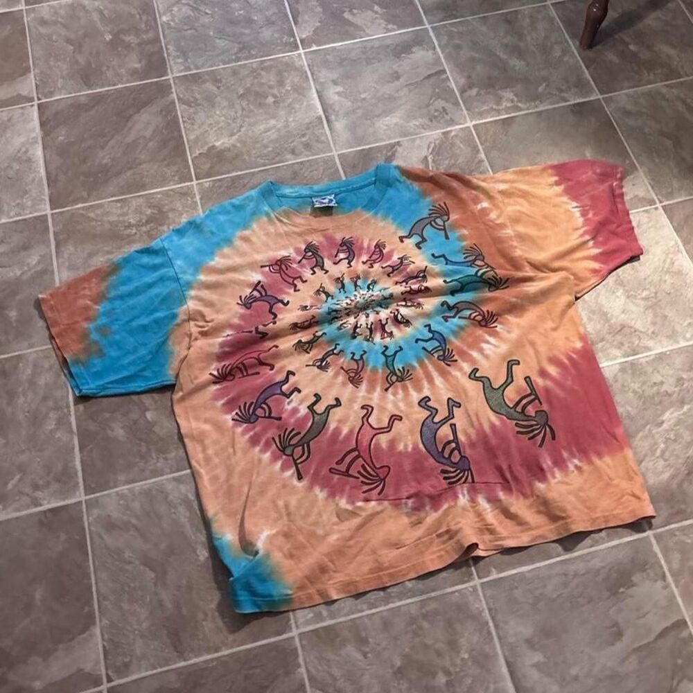 Vintage 90s Liquid Blue Running Man Circular single stitch thrashed tee, size XL